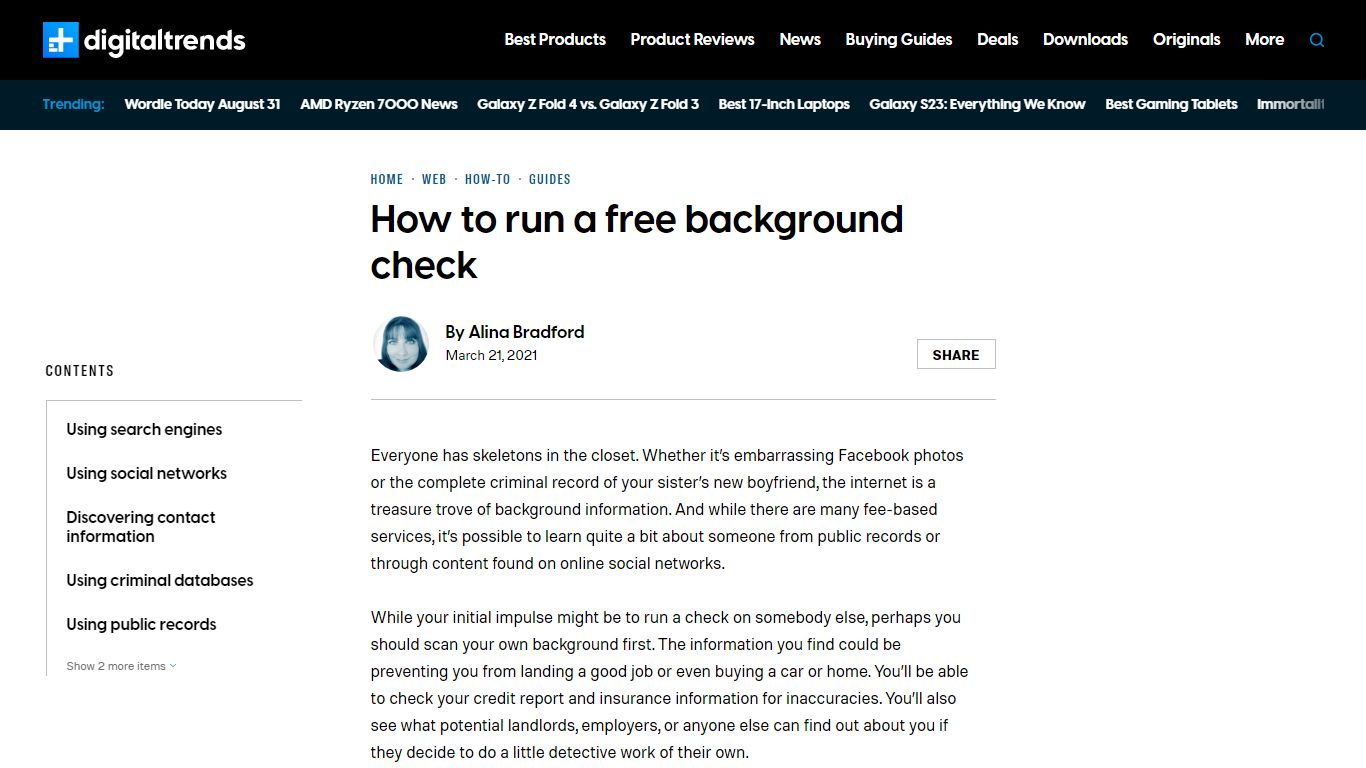 How to Run a Free Background Check Online | Digital Trends